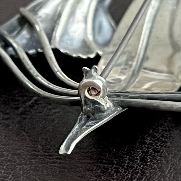 Huge vintage sterling silver Artisan made flower brooch pin - Picture 8 of 10